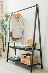 Wooden Clothes Hanger With 2 Shelves With Leg 148 106 - Swordslife