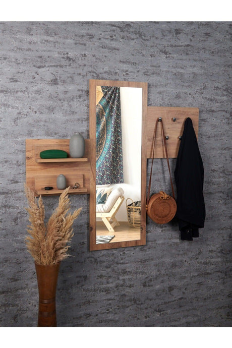 Wooden Color Decorative Rectangle Mirror