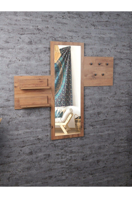 Wooden Color Decorative Rectangle Mirror