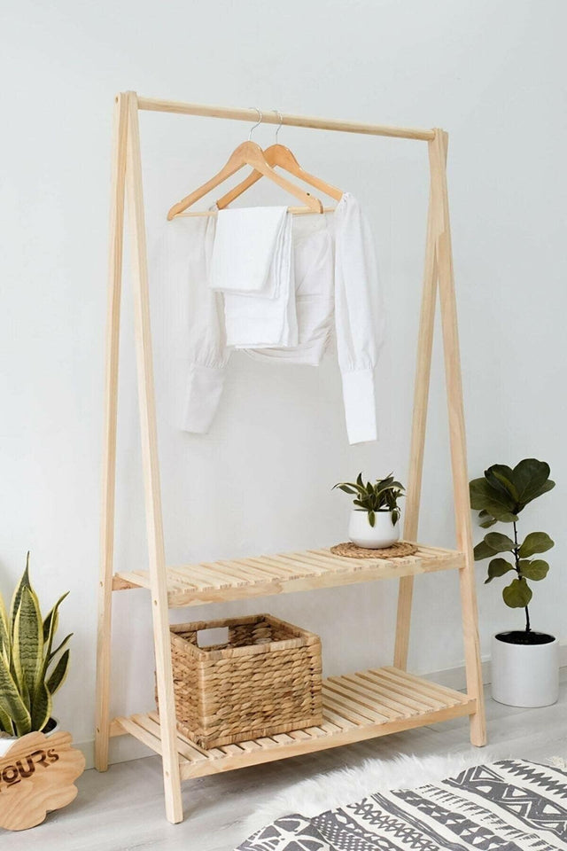 Wooden Clothes Hanger Wardrobe Shelf 148 X 86 Cm - Swordslife