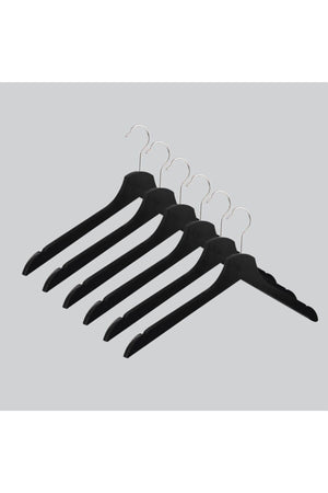 Wooden Clothes Shirt Hanger Black Color 6 Pieces - Swordslife