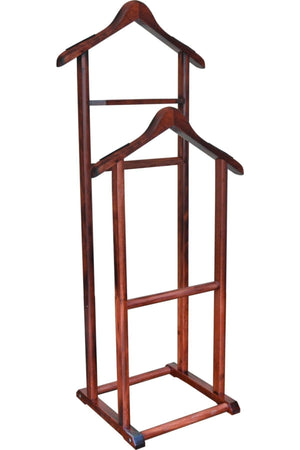Wooden Mute Butler Walnut Color Double Peaked Leg Hanger - Swordslife