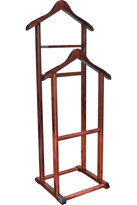 Wooden Mute Butler Walnut Color Double Peaked Leg Hanger - Swordslife
