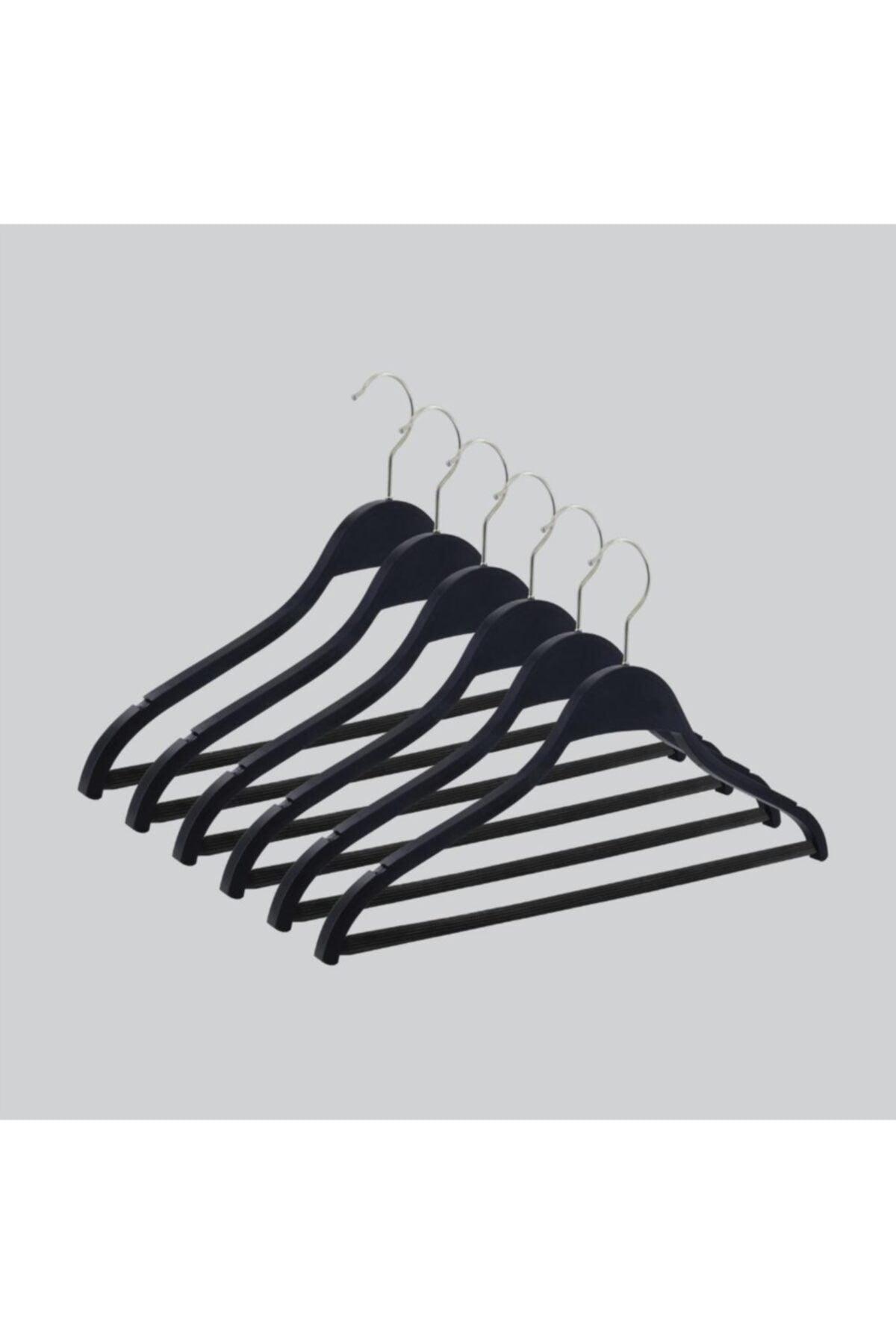 Shirt Trousers Hanger With Wooden Hanger Bar Black