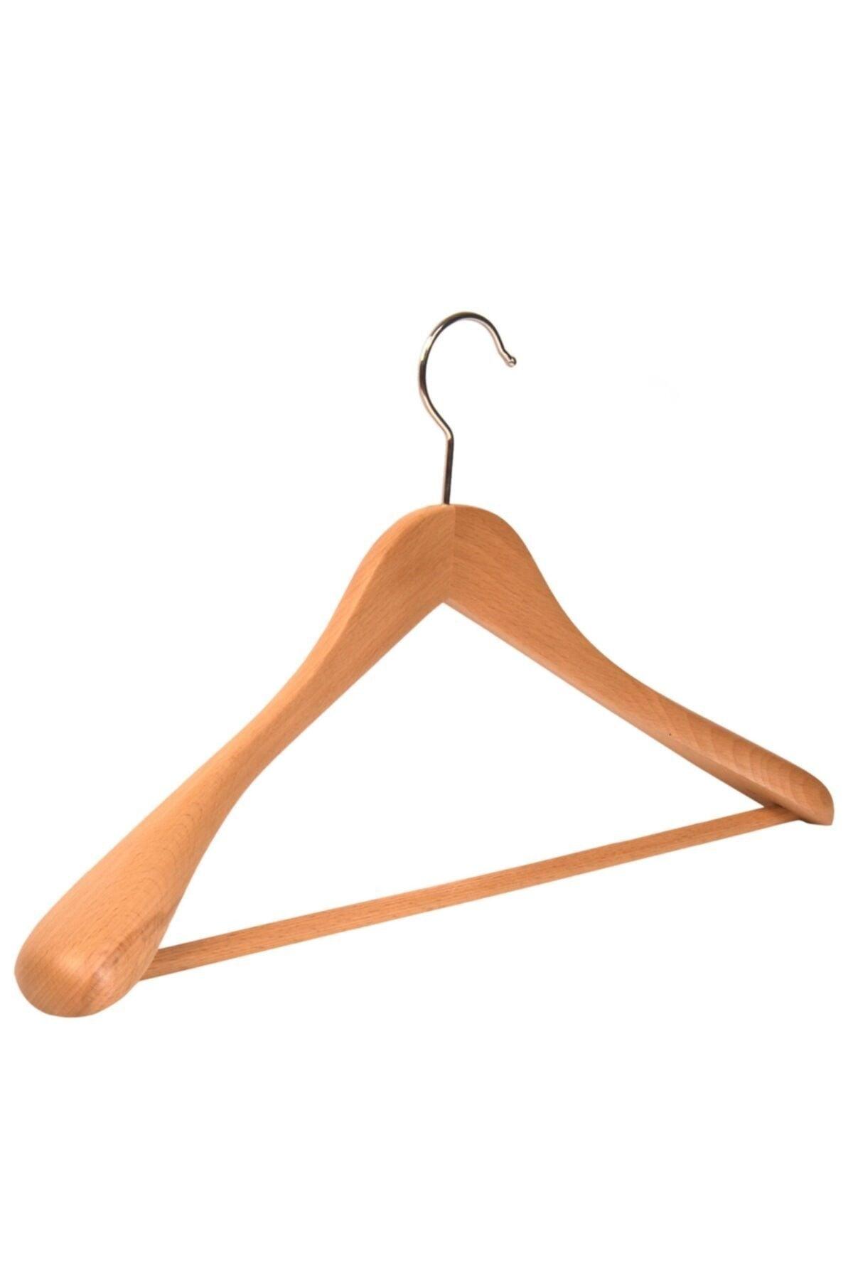 Wooden Hanger Thick Shoulder Formed Suit Jacket Hanger Natural Color 50 Pcs - Swordslife