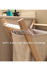 Wooden Leg Fabric Basket Laundry Rack - Swordslife