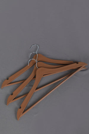 Wooden Look Non-Slip Clothes Trousers Clothes Hanger 6 Pieces Brown Plastic Hanger S-051 - Swordslife