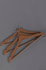 Wooden Look Non-Slip Clothes Trousers Clothes Hanger 6 Pieces Brown Plastic Hanger S-051 - Swordslife