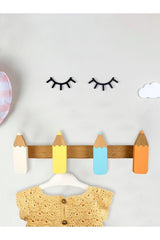 Wooden Pencil Shaped Child & Baby Room Hanger Modern Decorative Wall Hanger - Pastel Colors - Swordslife
