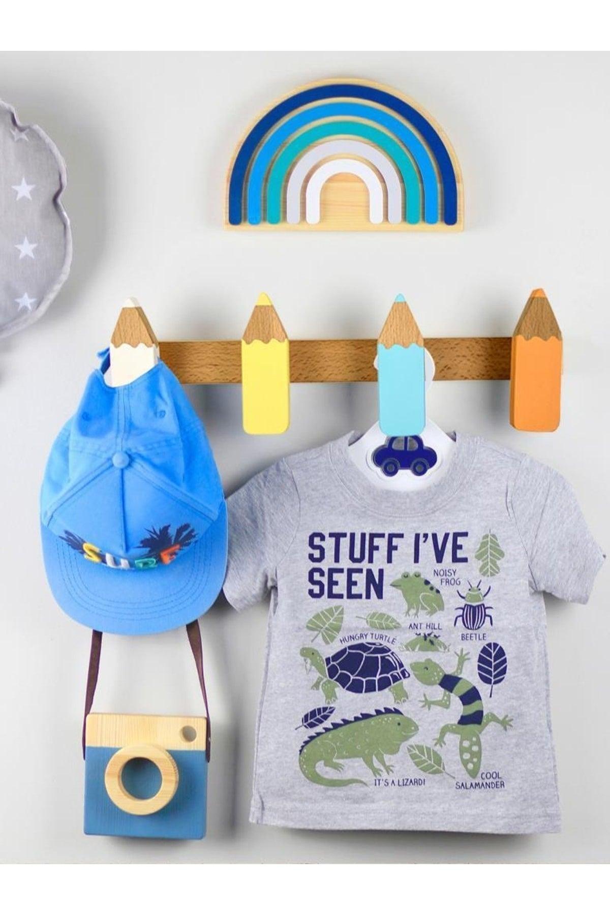 Wooden Pencil Shaped Child & Baby Room Hanger Modern Decorative Wall Hanger - Pastel Colors - Swordslife