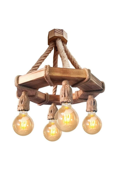 Wooden Rope Decorative Rustic 4-Piece Chandelier - Swordslife