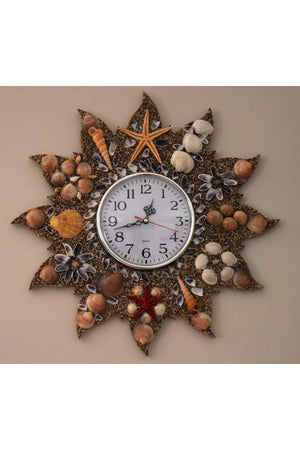 Wooden Wall Clock, Handmade from Seashells Wall Clock, Quartz Brand Silent Mechanism Clock - Swordslife