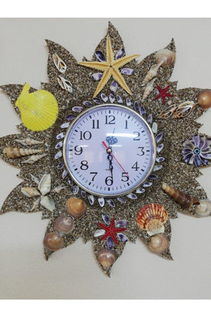 Wooden Wall Clock, Handmade from Seashells Wall Clock, Quartz Brand Silent Mechanism Clock - Swordslife