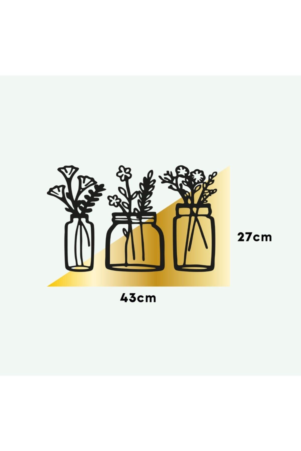 Wooden Factory Decorative Flowers in 3 Pots Wall Decor, Laser Do200s5042 - Swordslife