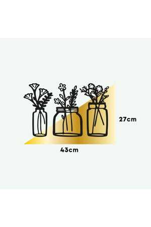 Wooden Factory Decorative Flowers in 3 Pots Wall Decor, Laser Do200s5042 - Swordslife