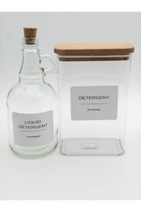 Powder Detergent Jar with Wooden Lid 2000 ml Liquid Detergent Cork Lid 1000 ml - Swordslife