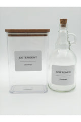 Powder Detergent Jar with Wooden Lid 2000 ml Softener Bottle with Cork Lid 1000 ml - Swordslife