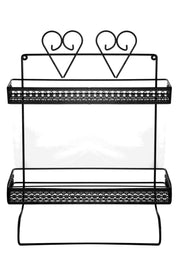 Wrought Iron 2 Layer Gewürz Regal Handtuchhalter Schwarz - Swordslife