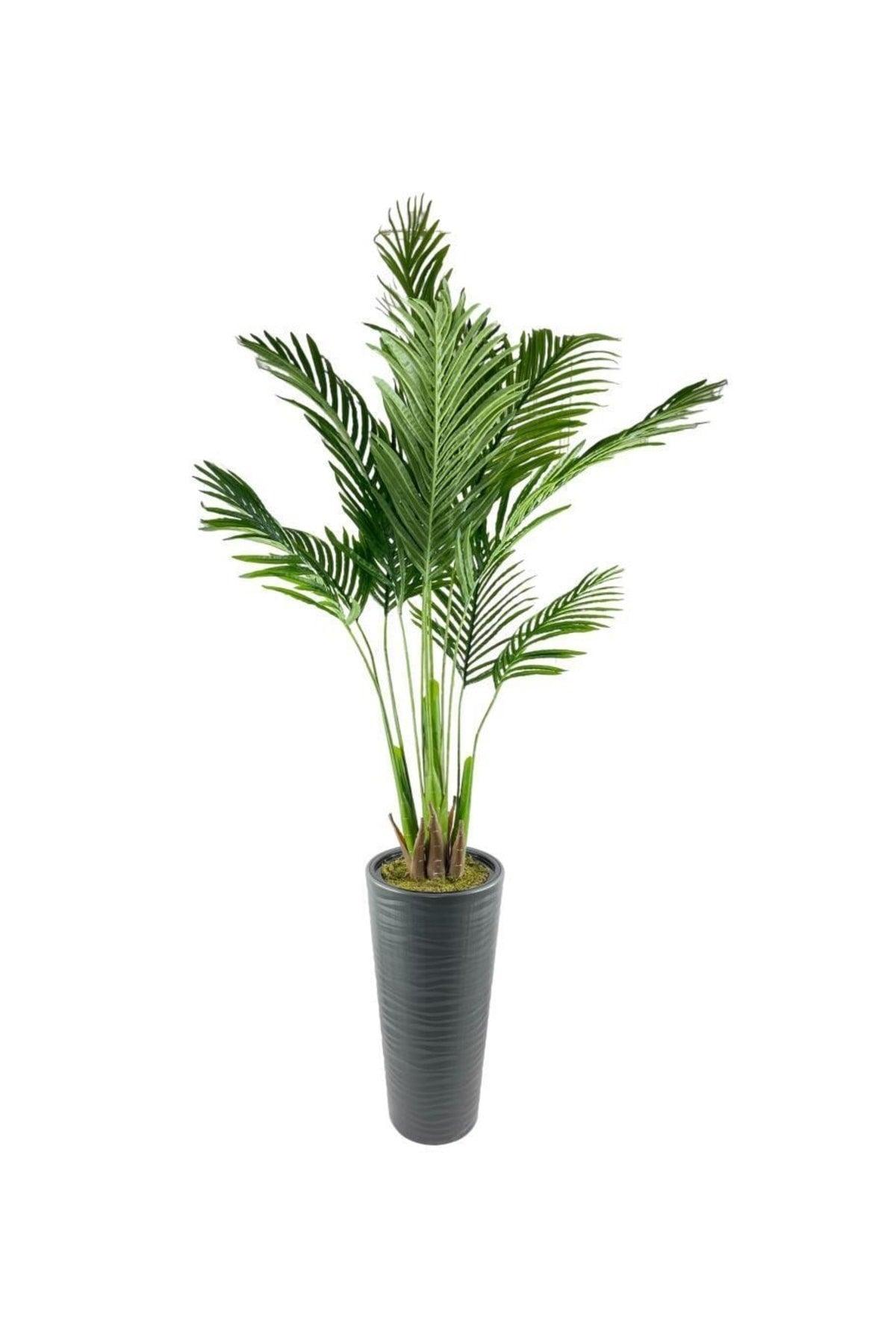 Artificial Tree Areca Tree Anthracite Tall Beach Palm Tree In Vase Artificial Areka 190cm - Swordslife