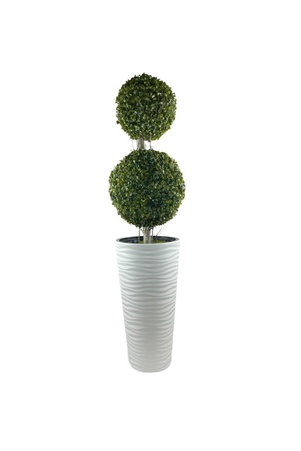 Artificial Tree White Tall Beach Vase Boxwood Ball 2 Bulk 130cm - Swordslife