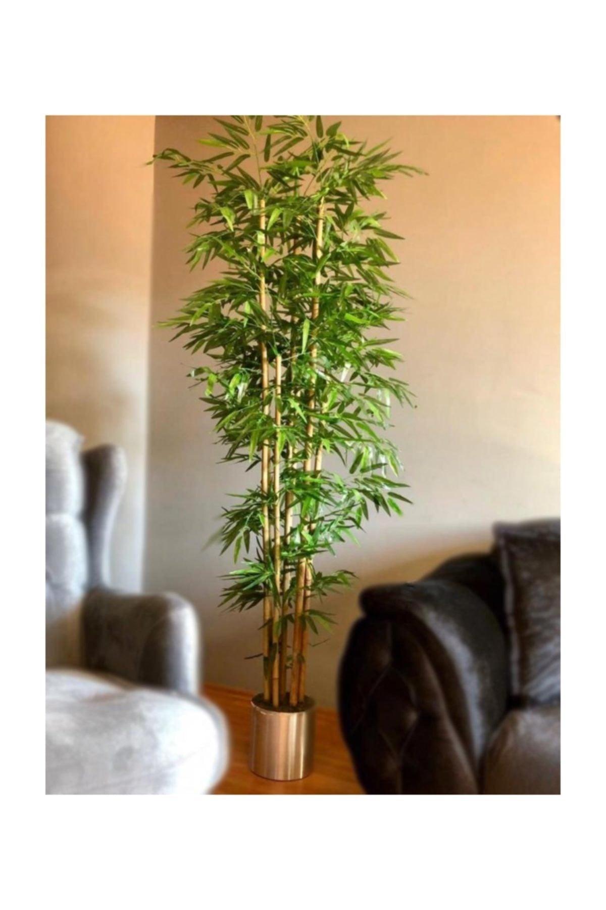 Artificial Bamboo Tree 2 Meter Dense Leaf Galvanized Pot - Swordslife