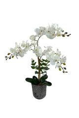 Artificial Flower 3 Piece White Orchid Ceramic Pot Orchid 60cm - Swordslife