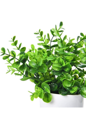Artificial Flower White Potted Green Boxwood Decorative Table Flower - Swordslife