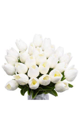 Artificial Flower Wet Tulip Realistic Texture 10 Pieces White - Swordslife