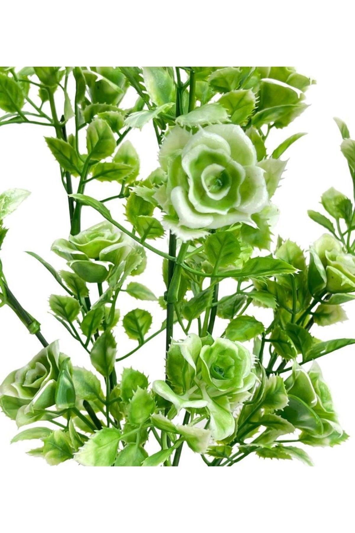 Artificial Flower Bunch of Green White Roses on a Log Decorative Table Flower 30*20cm - Swordslife