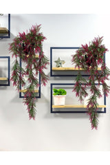 Artificial Flower Pot Hanging Fern Burgundy Artificial Ivy Pastel 50cm - Swordslife