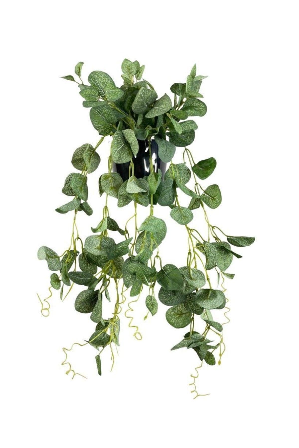 Artificial Flower Pot Hanging Fabric Eucalyptus Pastel Green 60*20cm - Swordslife