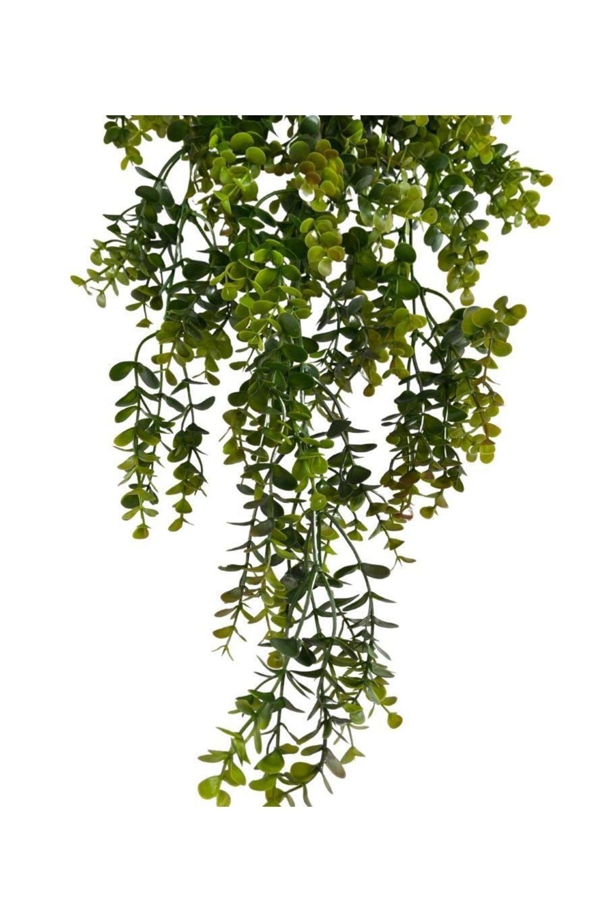 Artificial Flower Pot Hanging Boxwood Brown Green Eucalyptus Artificial Ivy 60cm - Swordslife