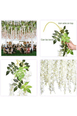 Artificial Flower Hanging 4 Branches Acacia 70cm White - Swordslife