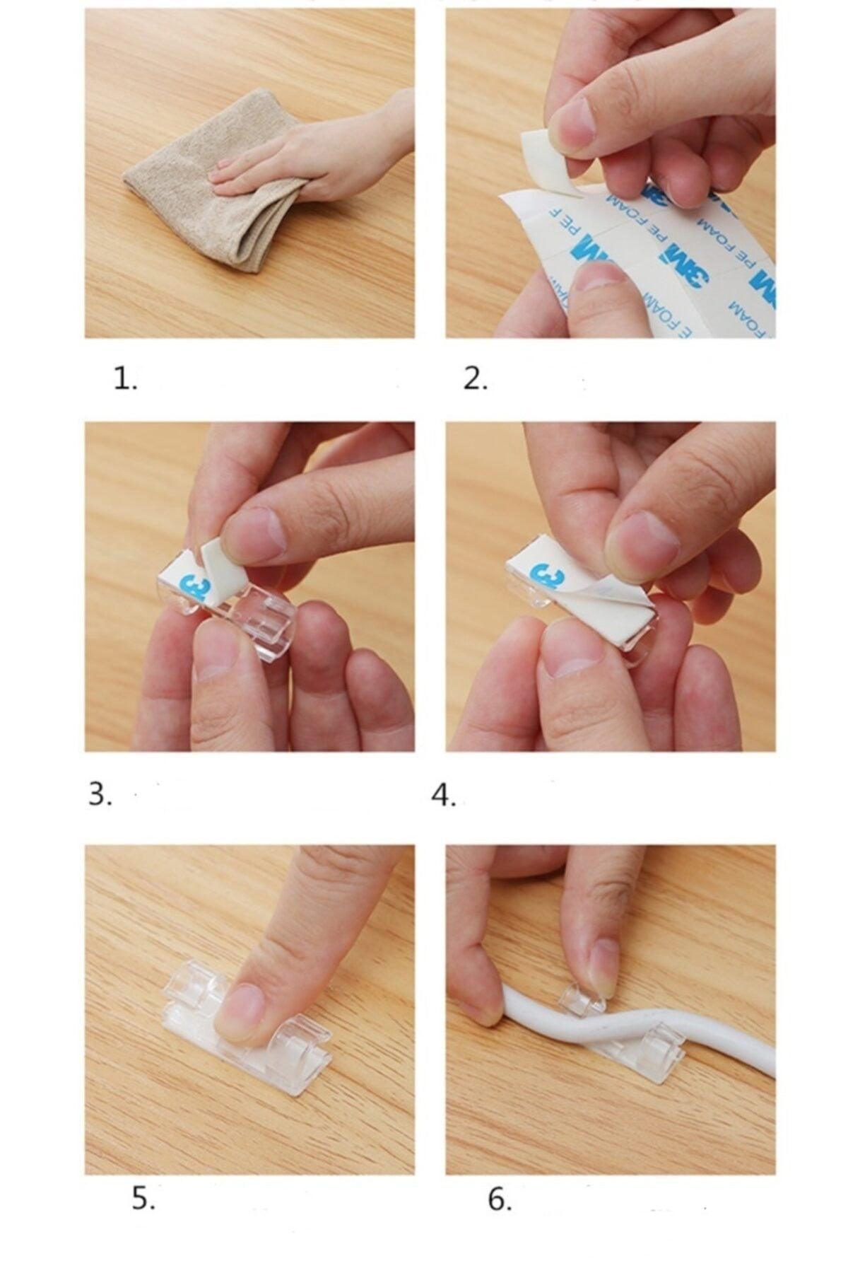 Adhesive Mini 20 Clip Usb Pc Adapter Cable Holder Apparatus Transparent - Swordslife