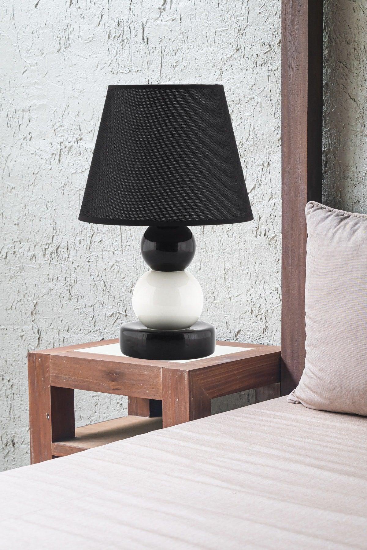 Yarkın Black and White Ceramic Living Room-Living Room-Bedroom Modern Design Retro Lampshade - Swordslife