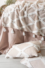 Bed Runner Throw Pillow Set Bohemian Punch Punch Pattern Bedspread Bella Beige - Swordslife