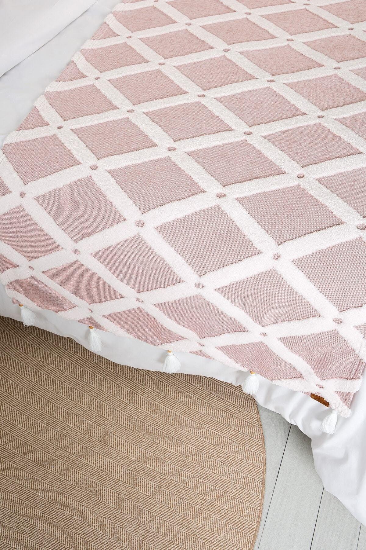Bed Runner Throw Pillow Set Bohemian Punch Punch Pattern Bedspread Bella Dried Rose - Swordslife