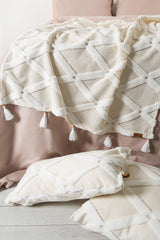 Bed Runner Throw Pillow Set Bohemian Punch Punch Pattern Bedspread Bella Cream - Swordslife