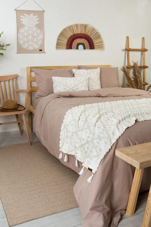Bed Runner Throw Pillow Set Bohemian Punch Punch Pattern Bedspread Maldive Cream - Swordslife