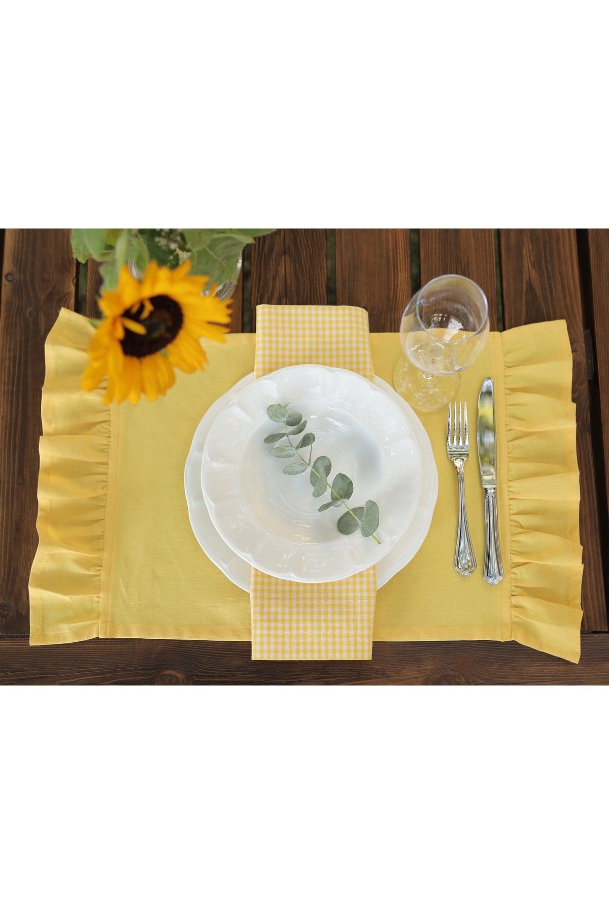 Yellow Frilly Placemat (4 Pieces 35 X 60 Cm) - Swordslife