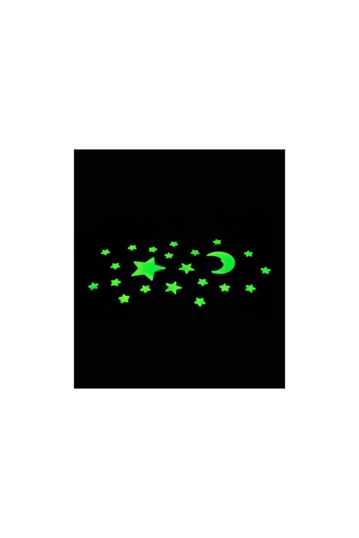 Glowing in the Dark with Green Phosphorous Moon and Star Design Decorative Sticker 36 pcs - Swordslife