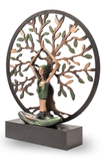 Woman Practicing Yoga Big Green Tree of Life - Swordslife