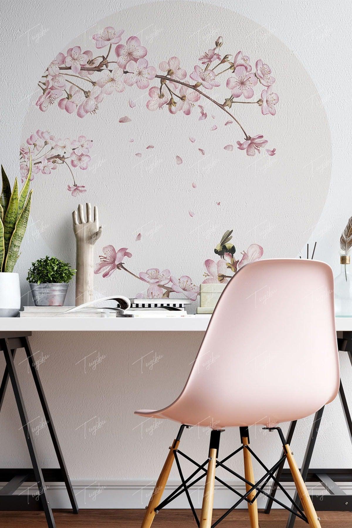 Round Circle Cherry Blossoms Wall Sticker - Swordslife
