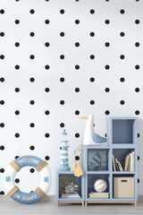 Round Polka Dot Wall Sticker Baby And Kids Room Decorative Decal Sticker 4x4cm Black 200 Pcs - Swordslife