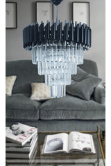 Zamira 45 Cm Slver Crystal Stone Luxury Chandelier - Swordslife