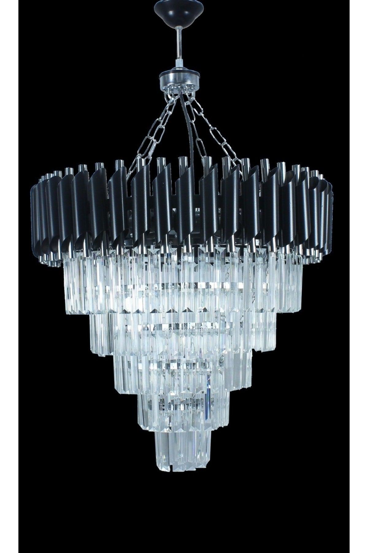 Zamira 55 Cm Slver Crystal Stone Luxury Chandelier - Swordslife