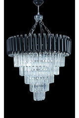 Zamira 55 Cm Slver Crystal Stone Luxury Chandelier - Swordslife