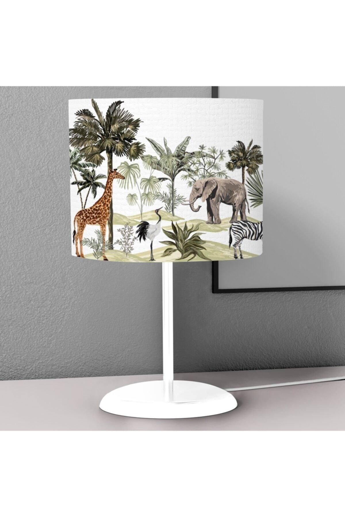 Zebra Elephant And Giraffe Patterned Kids Room Digital Printed Kids Room Desktop Lampshade Chandelier - Swordslife