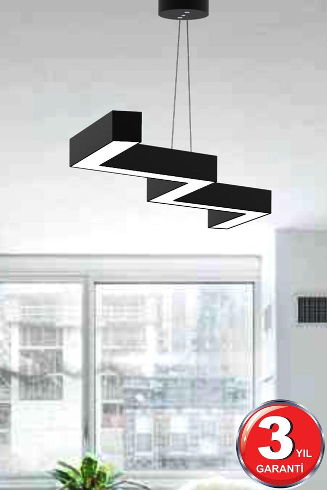 Zigzag Black Case , Modern Led Chandelier With Yellow Light Led - Swordslife