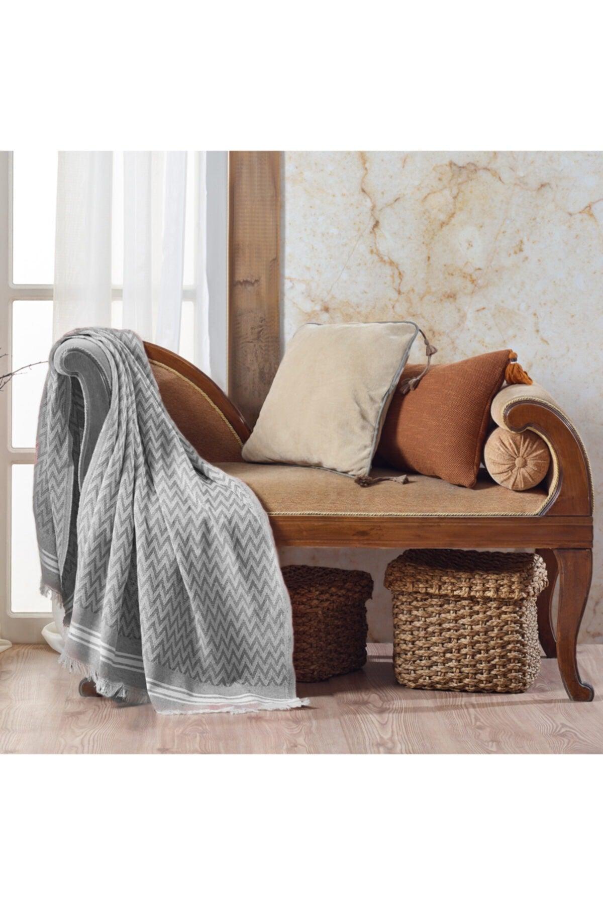 Zigzag Cotton Tv Blanket | Knee Blanket Throw - Dark Gray - Swordslife